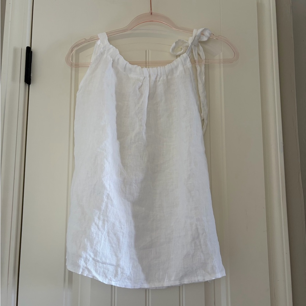 White Sleeveless Top with Bow Detail